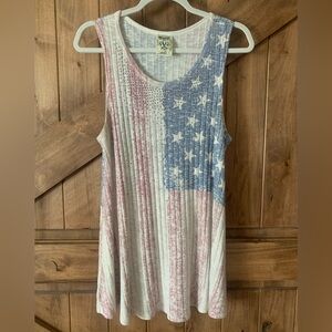 Vocal American Flag Bling Sleeveless Top. Size L.